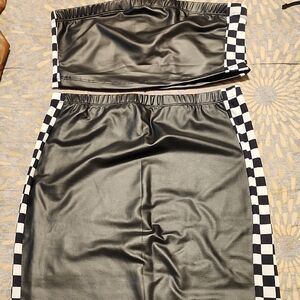 Silver Gray Midi Pencil Skirt Set Casual